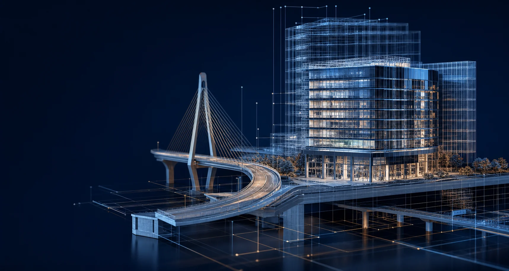 Representación visual de un modelo BIM de edificación