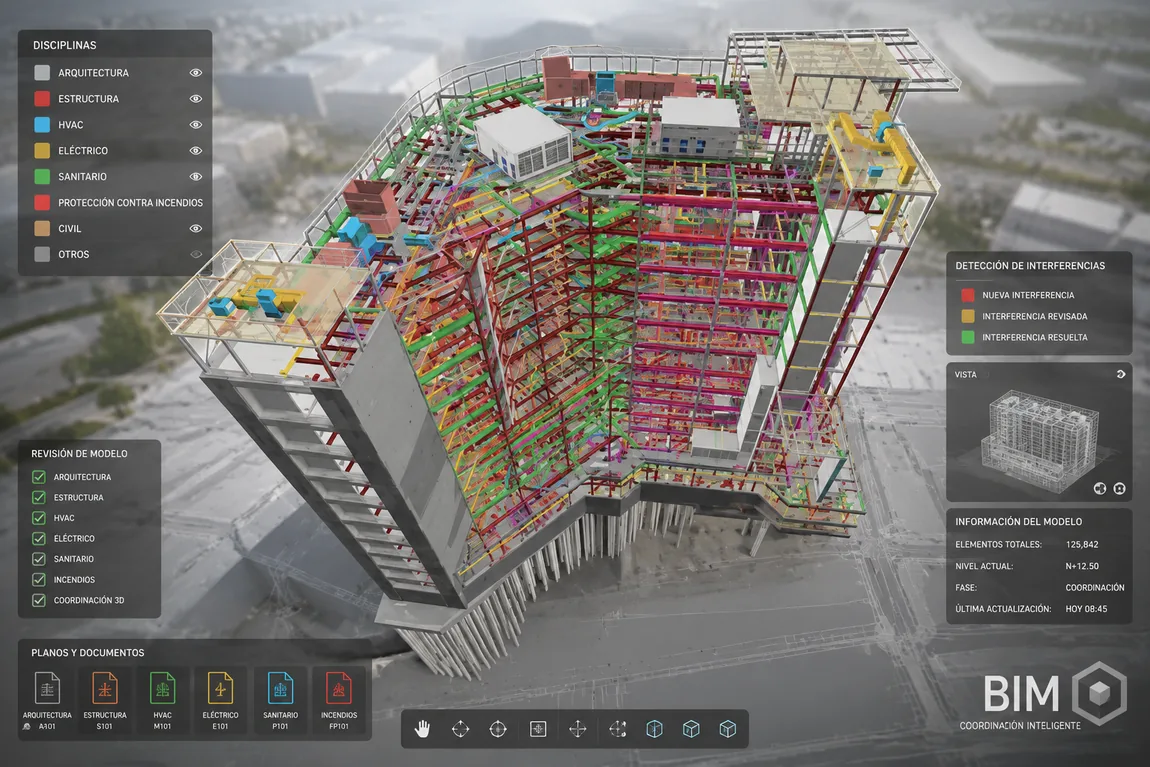 Coordinación de modelos BIM: representación del área de trabajo